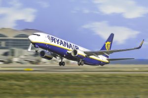 A Ryanair plane takes off