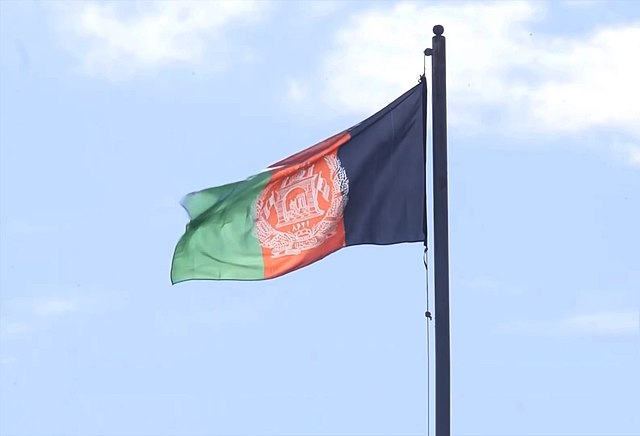 Afghan Flag standing in the wind