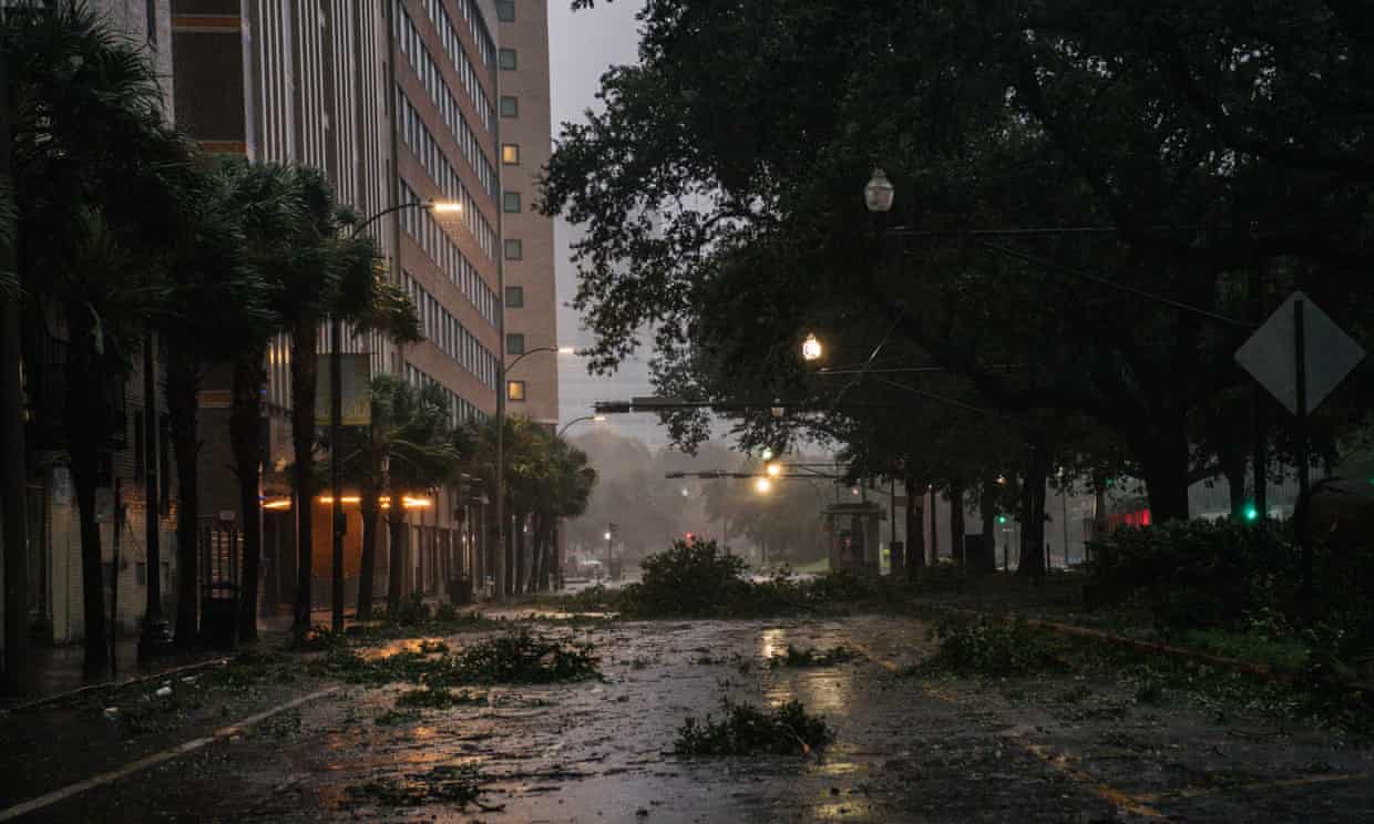 Debris seen in an intersection in downtown New Orleans on August 29th