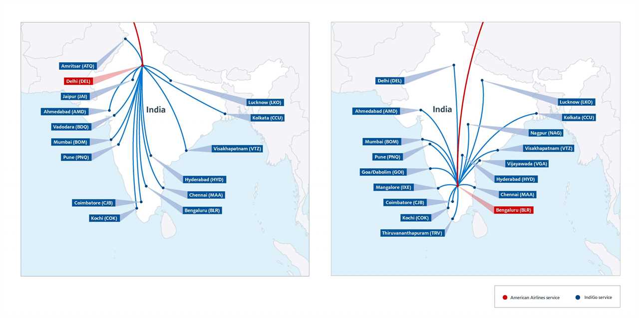 IndiGo Route Map for Codeshare flights