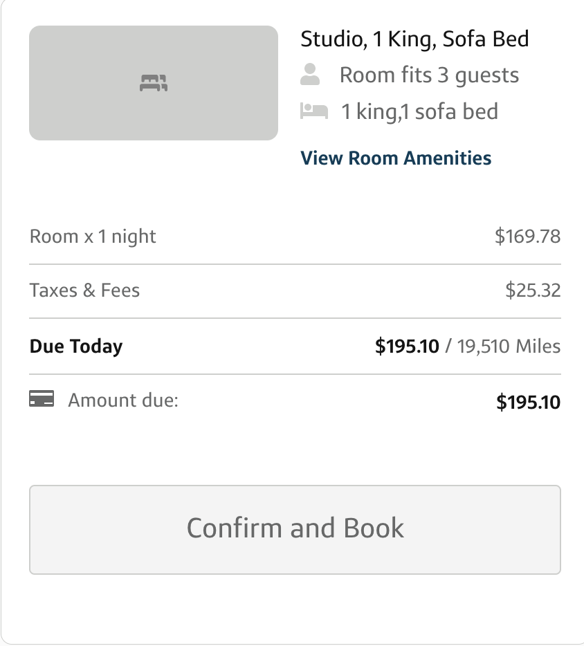 Room price quote. (Screenshot courtesy Capital One Travel)