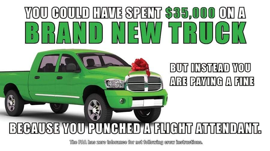 FAA punching flight attendant truck meme