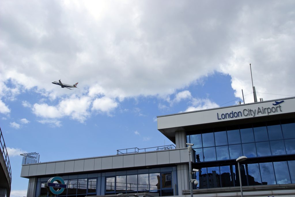 aircraft takes off from london city airport