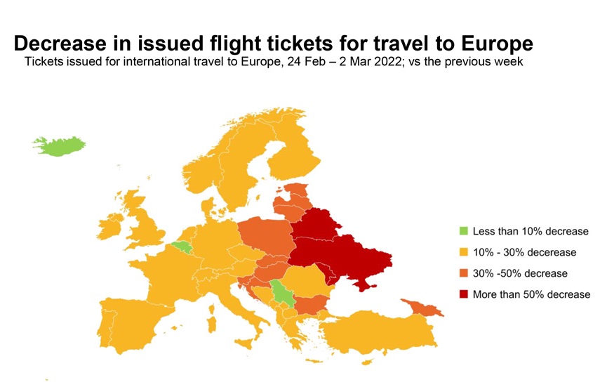 Flight bookings for EX-YU markets tumble amid Ukraine war