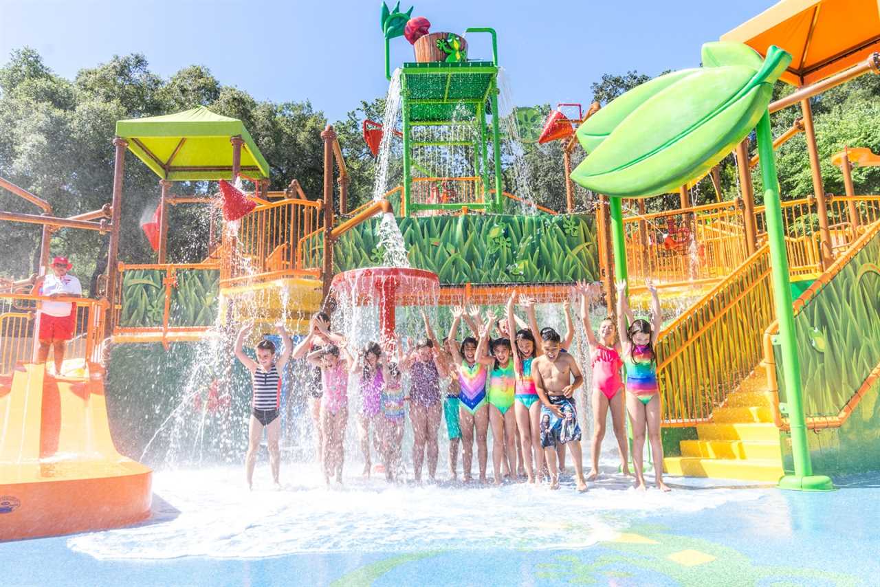 Children playing at water park