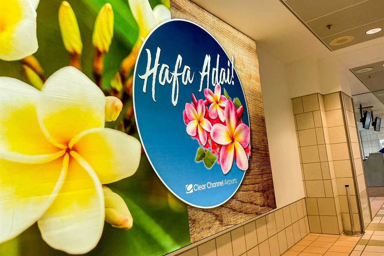 Welcome sign at Guam airport