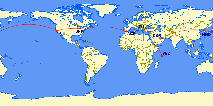 Benji RTW itinerary