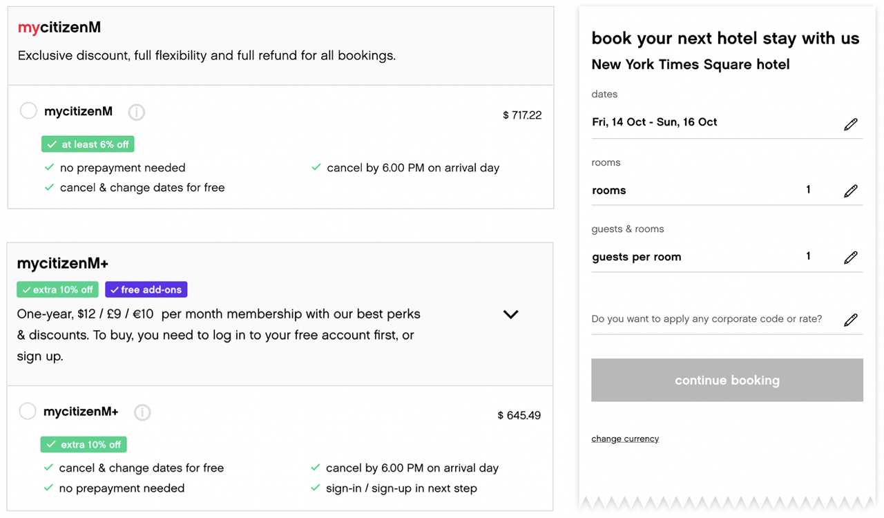 screenshot shows pricing difference for a hotel stay for elite and non-elite members staying Friday-Sunday near Times Square