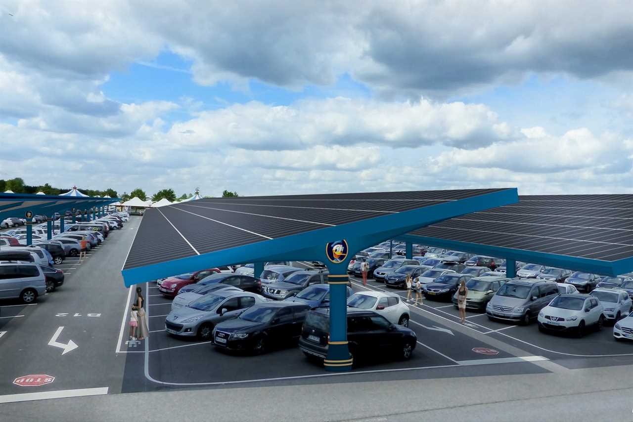 Solar facility in a parking lot at Disneyland Paris