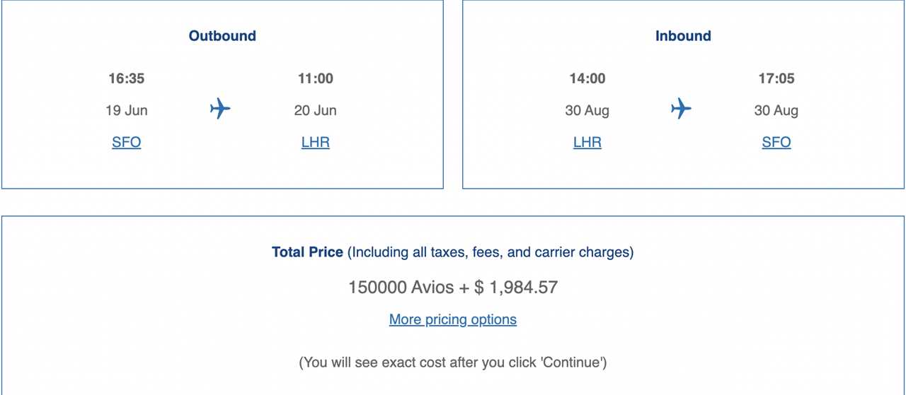 Booking a flight from SFO to LHR