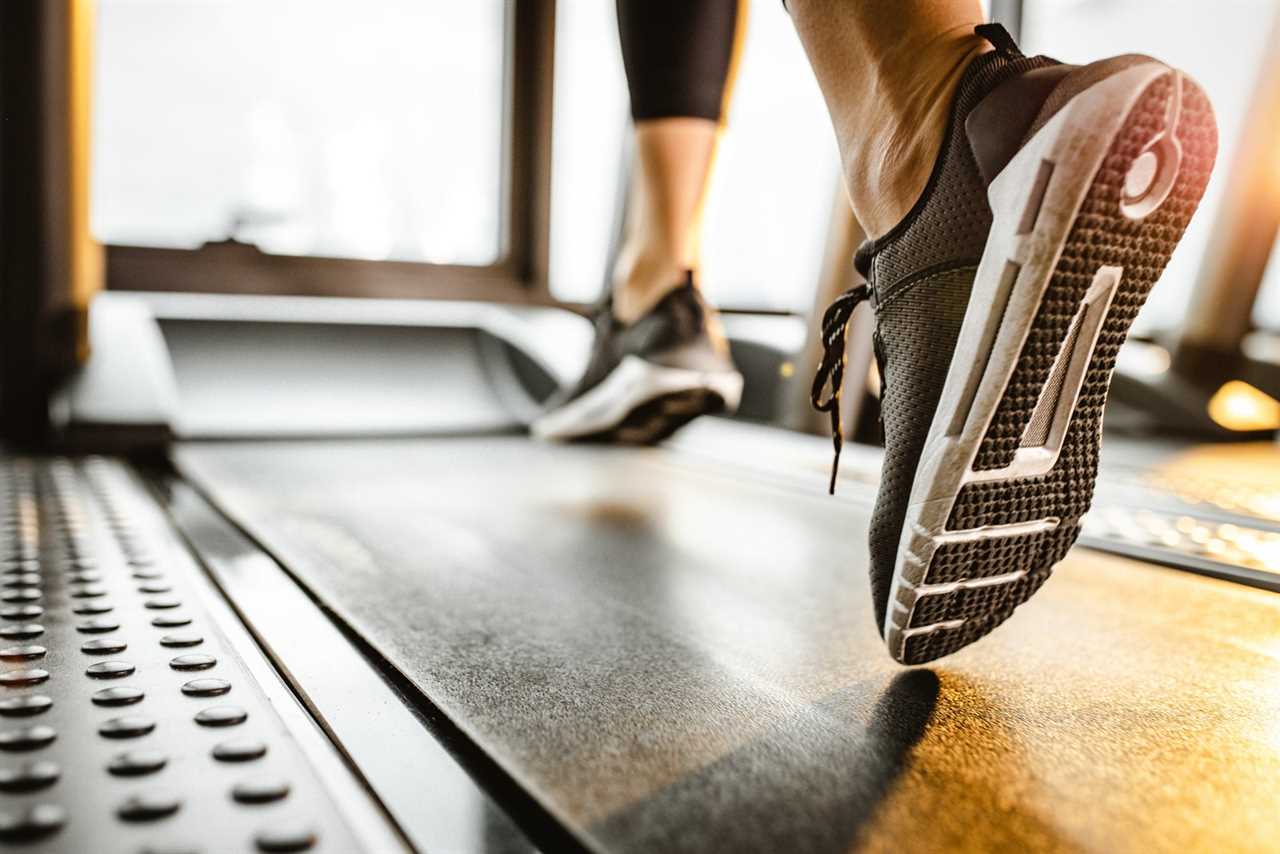 image of feet in sneakers running on a treadmill