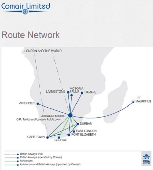 comair flight map