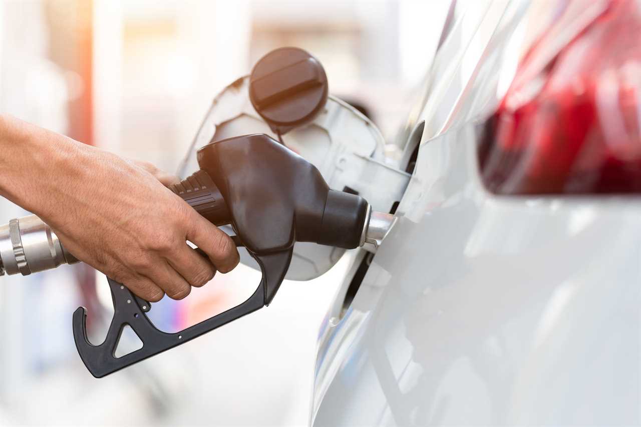 Fueling up a vehicle at a gas station