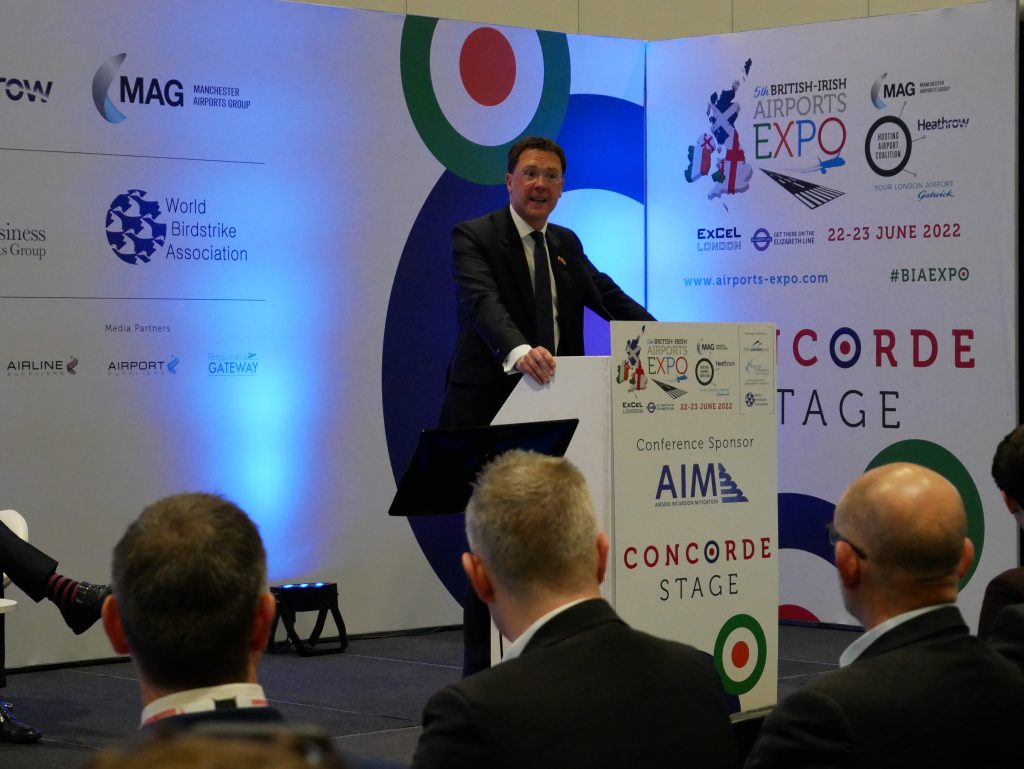 Robert Courts MP, speaking at the Concorde stage at the British-Irish Airports EXPO