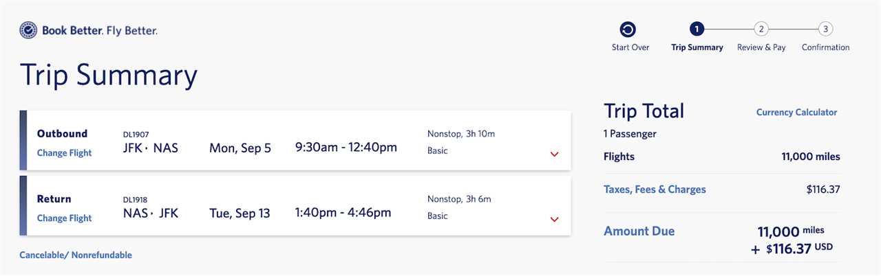 delta booking screenshot