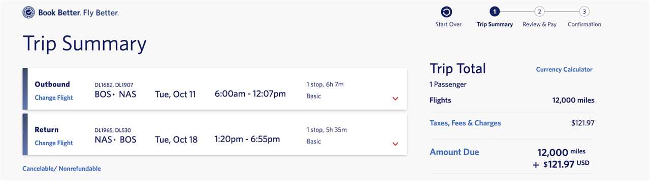 delta booking screenshot