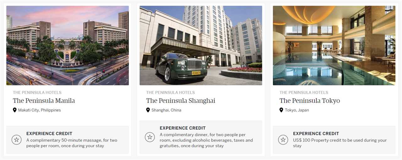 Peninsula Hotels experience credits through Amex FHR