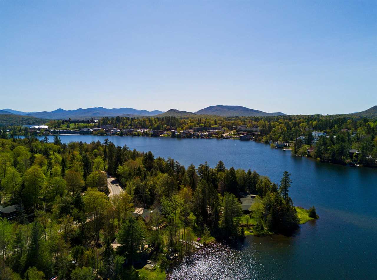 Mirror Lake and the Olympic village at Lake Placid.