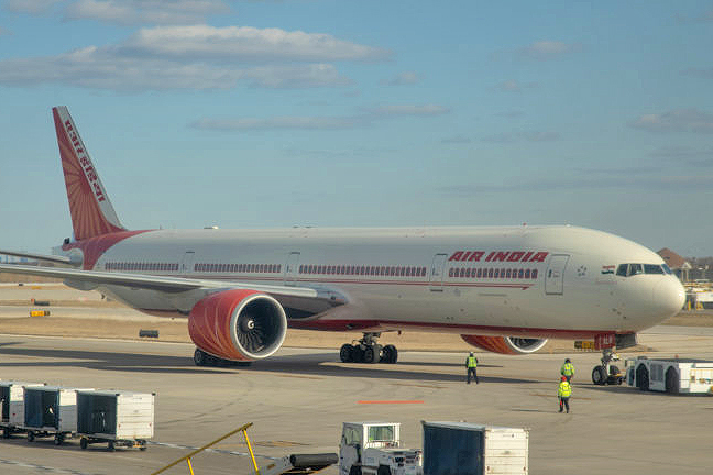 Air India Boeing 777-300ER pushing back at Chicago O’Hare International