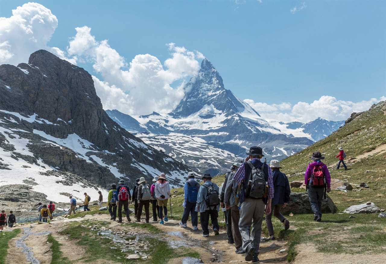 group of hikers on a mountain