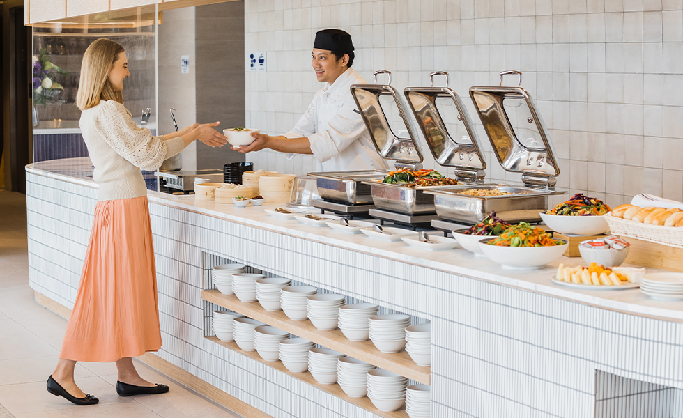 live cooking station with an in-house chef sourcing local produce and sustainable options