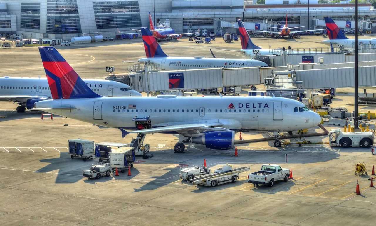 Delta airplanes at the gate in Boston