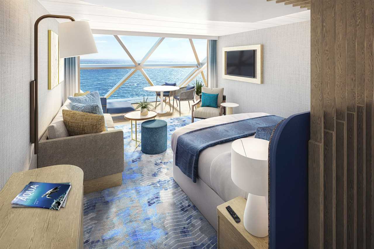 Icon of the Seas' Panoramic Ocean View suite, shown in an artist's drawing. Photo by Royal Caribbean.