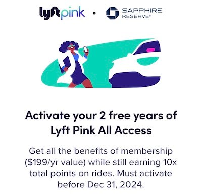 Chase Sapphire Reserve Adds Lyft Pink All Access Membership