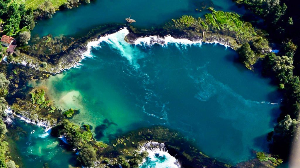 Aerial view of Nacionalni park Una