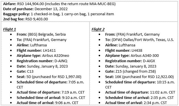 TRIP REPORT: Lufthansa, Belgrade - Dallas via Frankfurt