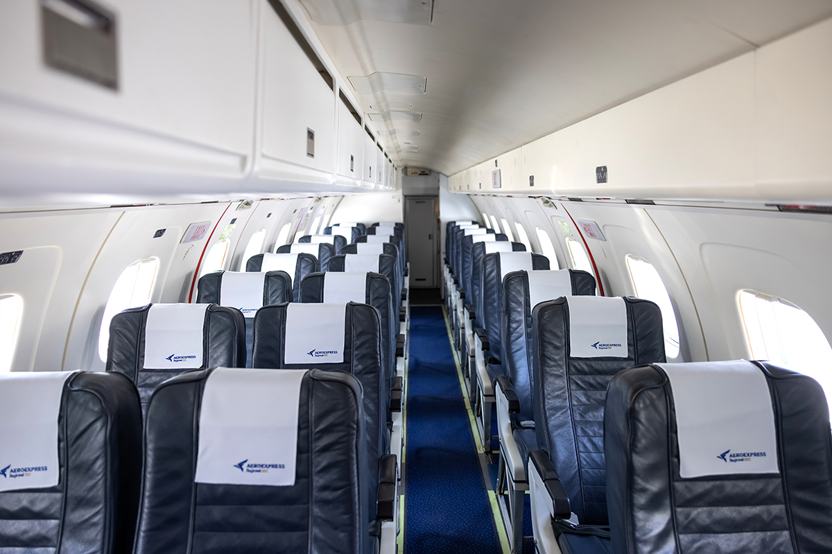 Interior of Aeroexpress Regional Embraer 120 aircraft