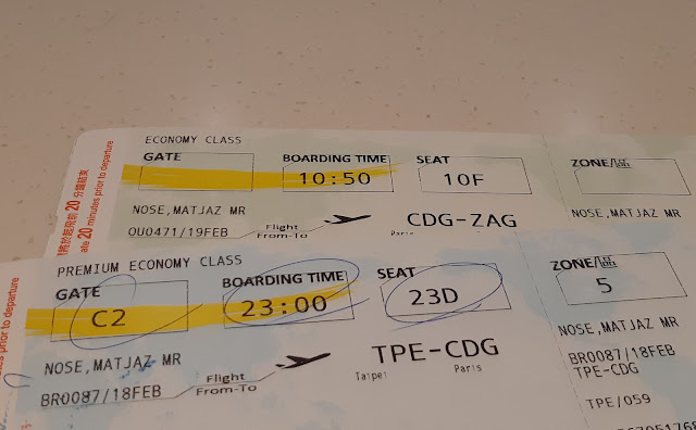 TRIP REPORT: EVA Air/Croatia Airlines: Taipei - Zagreb via Paris