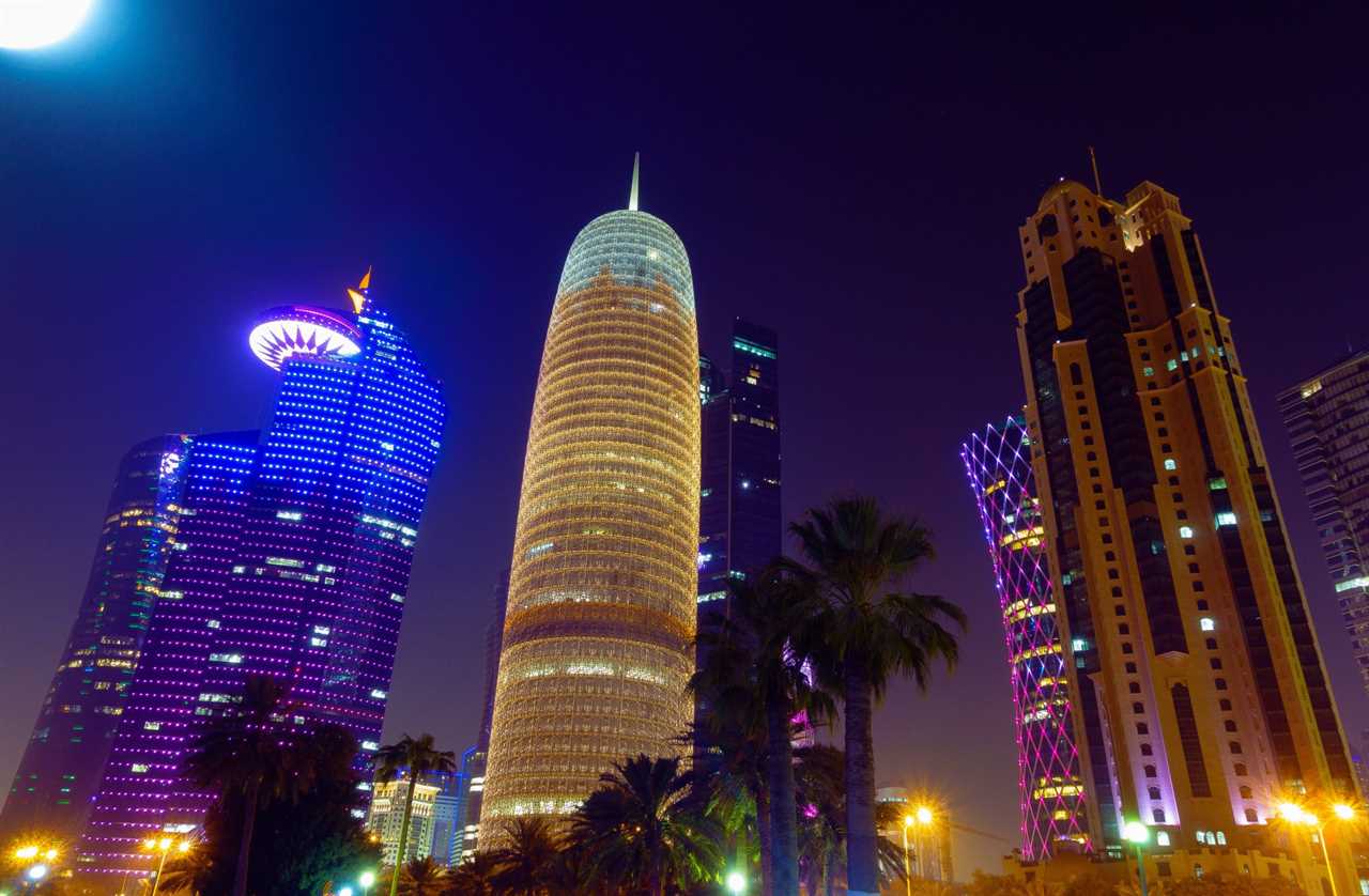 Image of Skyscrapers in Doha nightlline