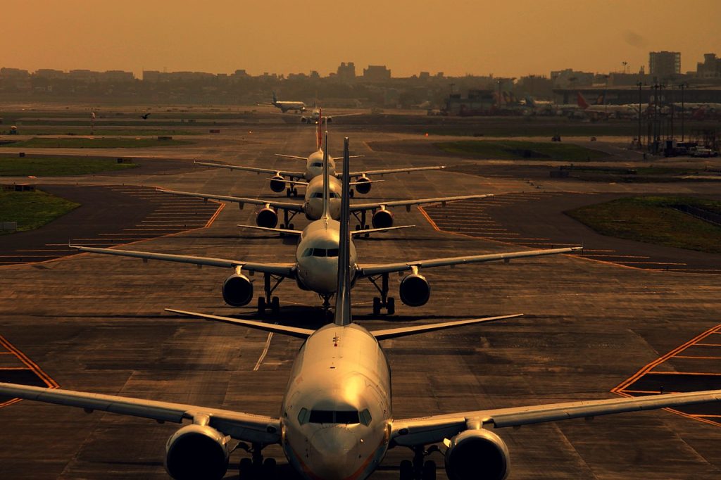 Aircraft Queue for Takeoff in Mumbai Airport