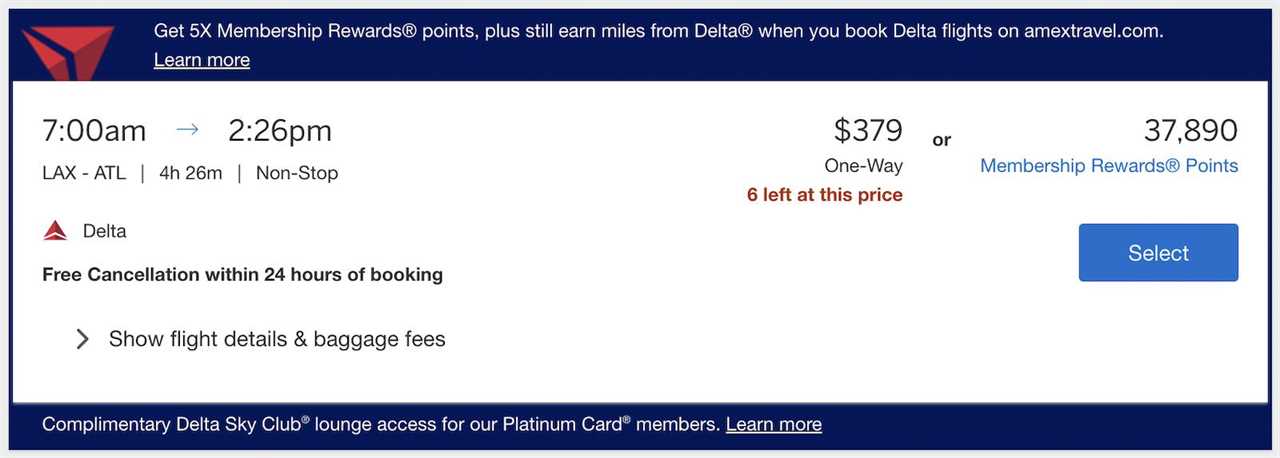 details of a flight and pricing