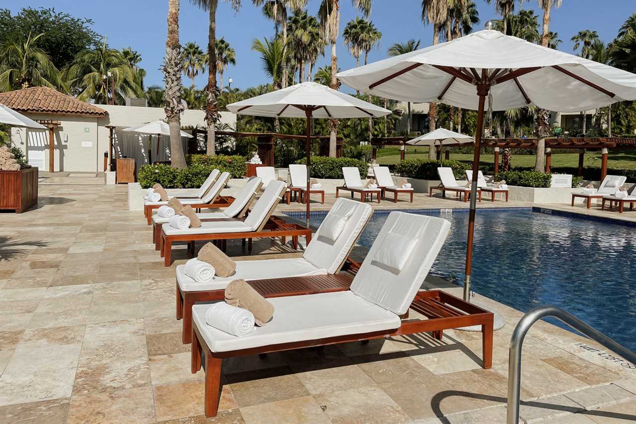 Lounge chairs at the adult swimming pool at St. Regis Punta Mita