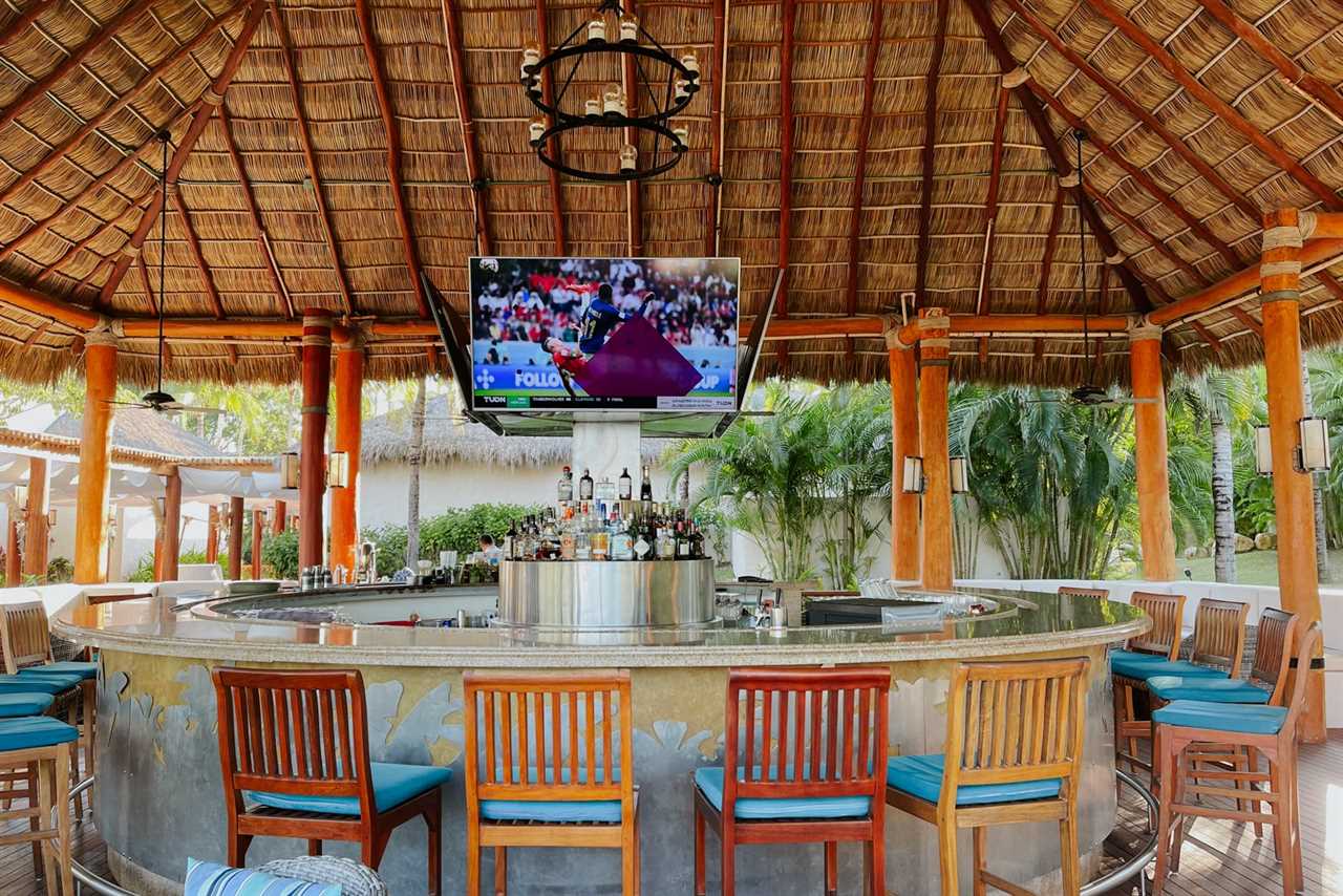 Television at the Seabreeze bar at St. Regis Punta Mita