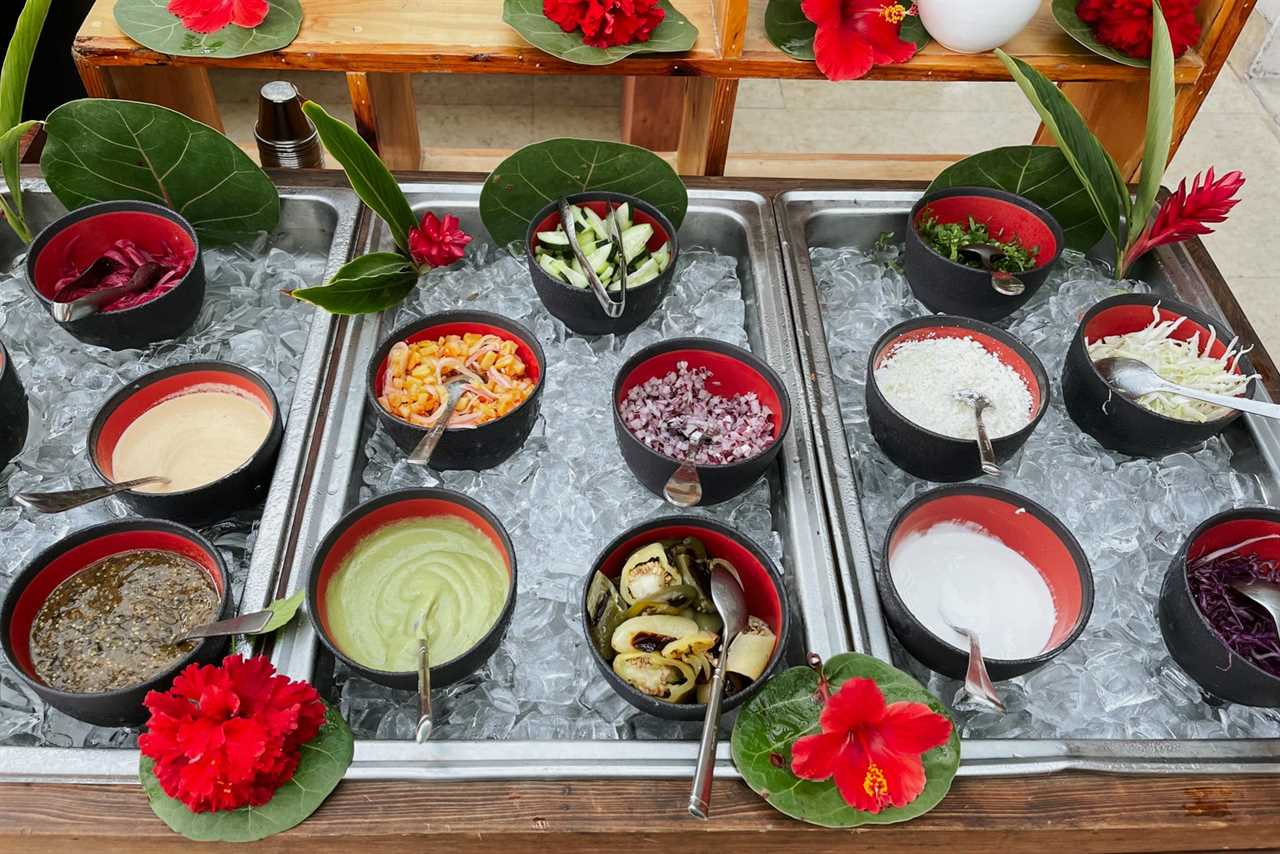 Taco bar fixings at Seabreeze breakfast, St. Regis Punta Mita