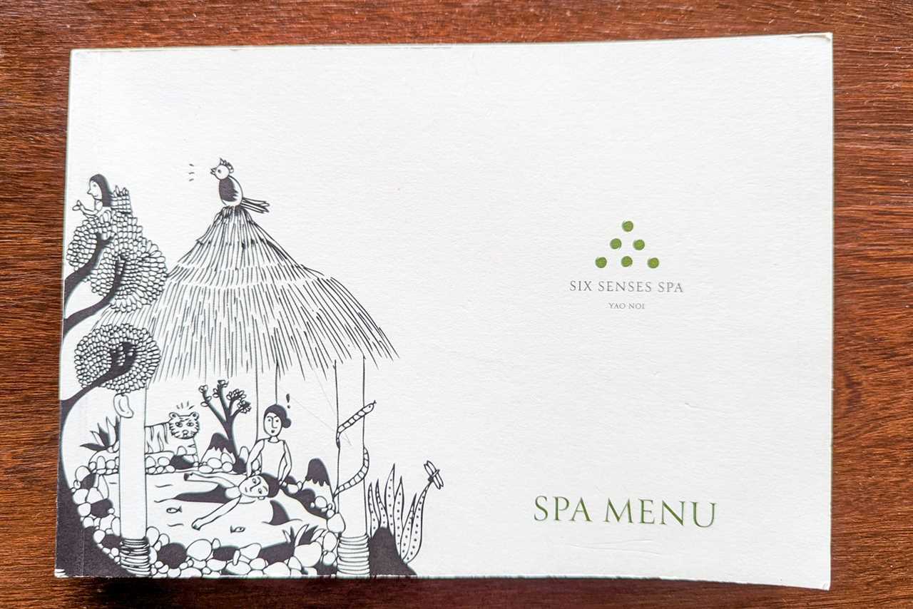 Six Senses Yao Noi spa menu