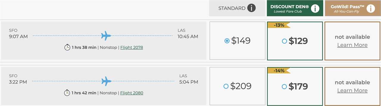 Discount Den SFO to LAS