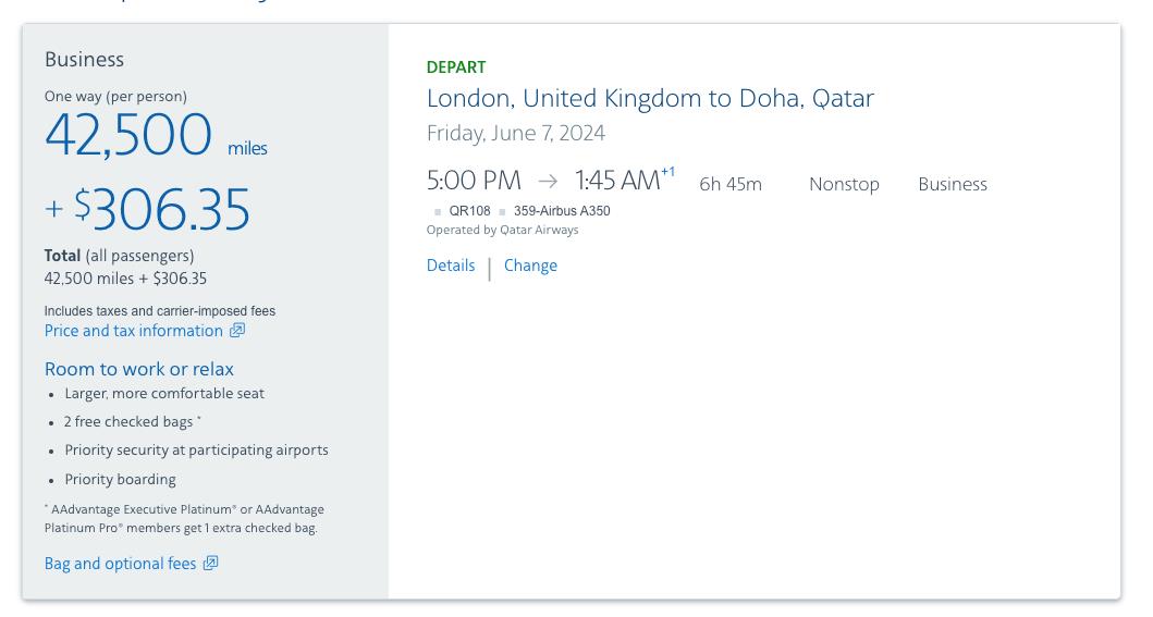 Can you still book Qatar Airways Qsuite awards with American AAdvantage miles?