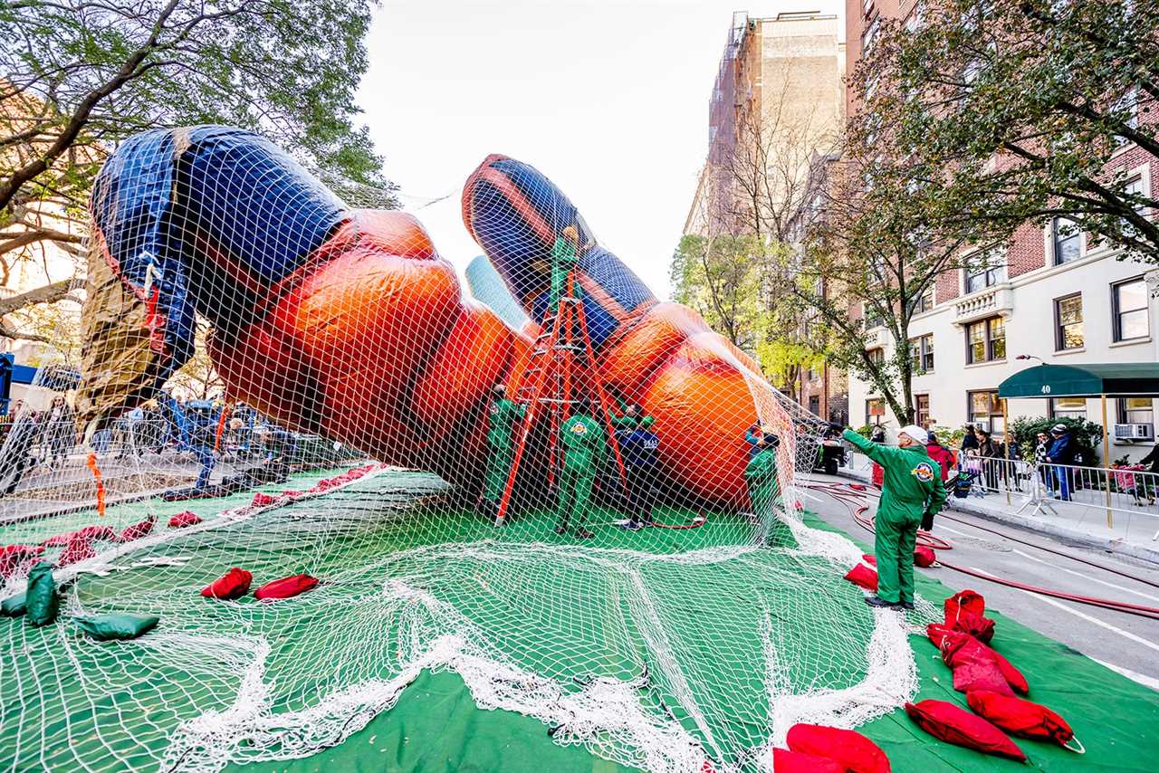 Dragon ball Z balloon being inflated at Central Park