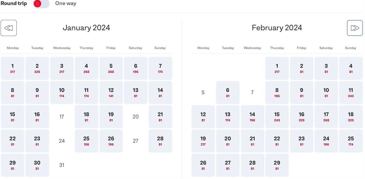 january and february flights on play