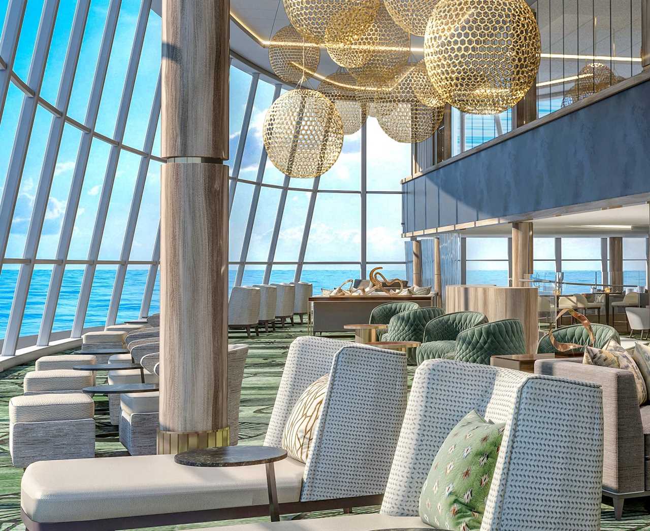 The exclusive The Haven complex at the top of the 4,004-passenger Norwegian Bliss features a private lounge with spectacular views over the vessel’s bow. 