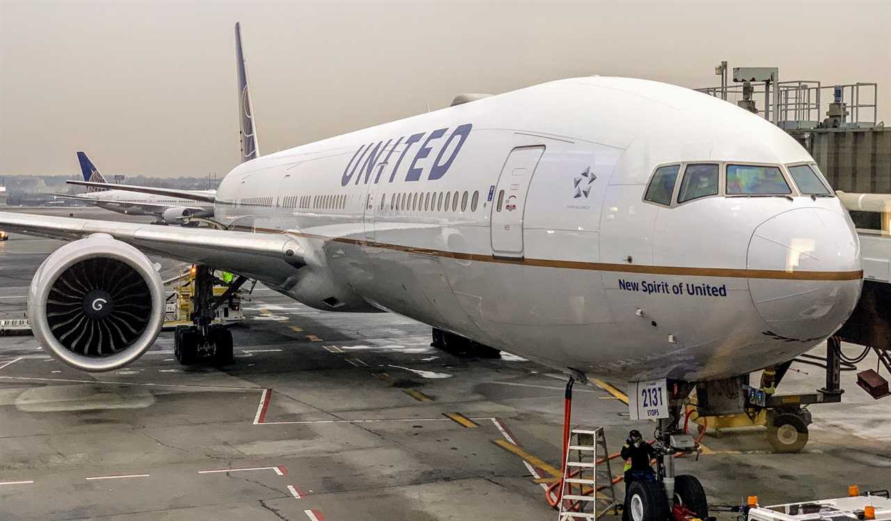 United Airlines plane at gate