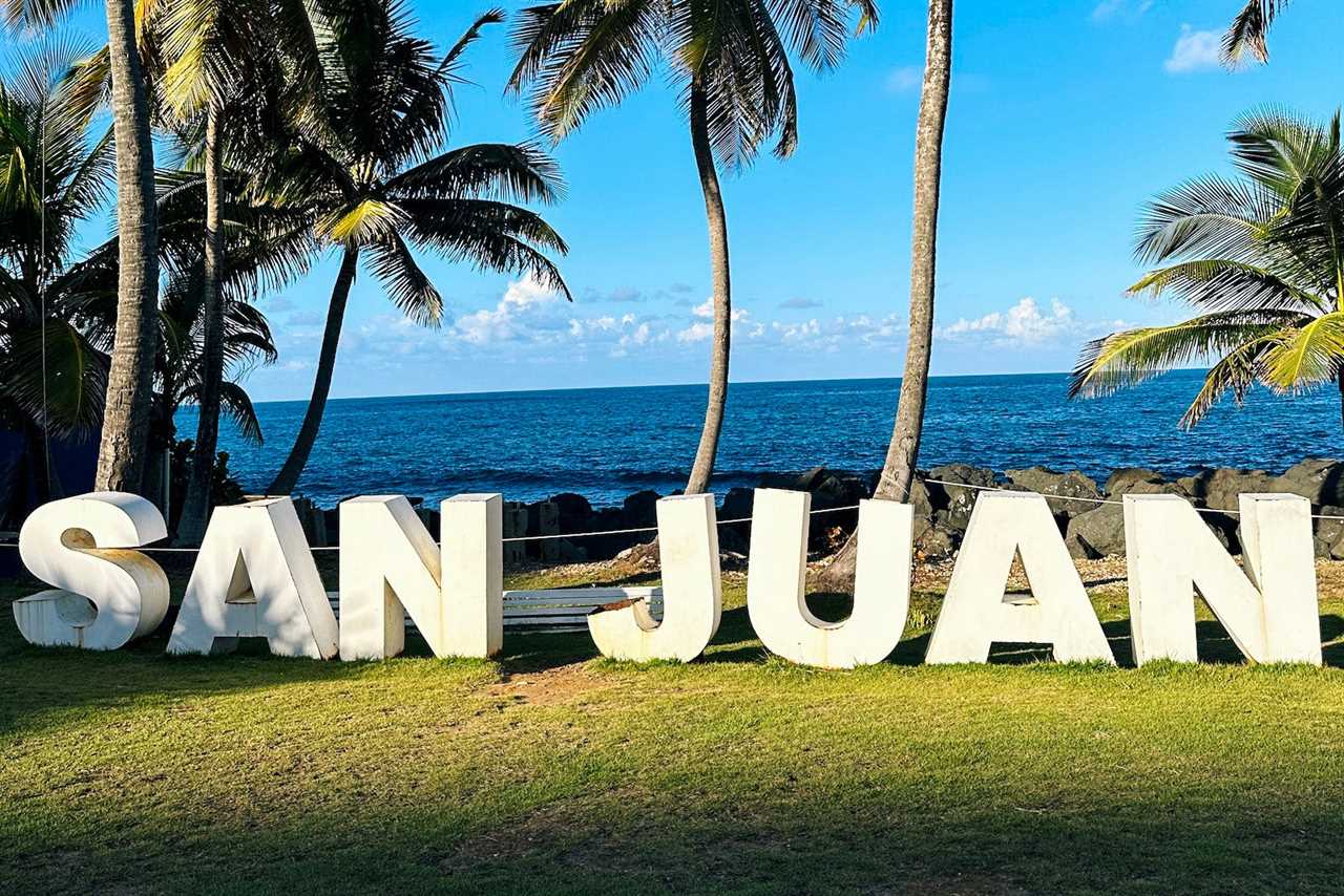 Large letters spelling San Juan along the water in Puerto Rico
