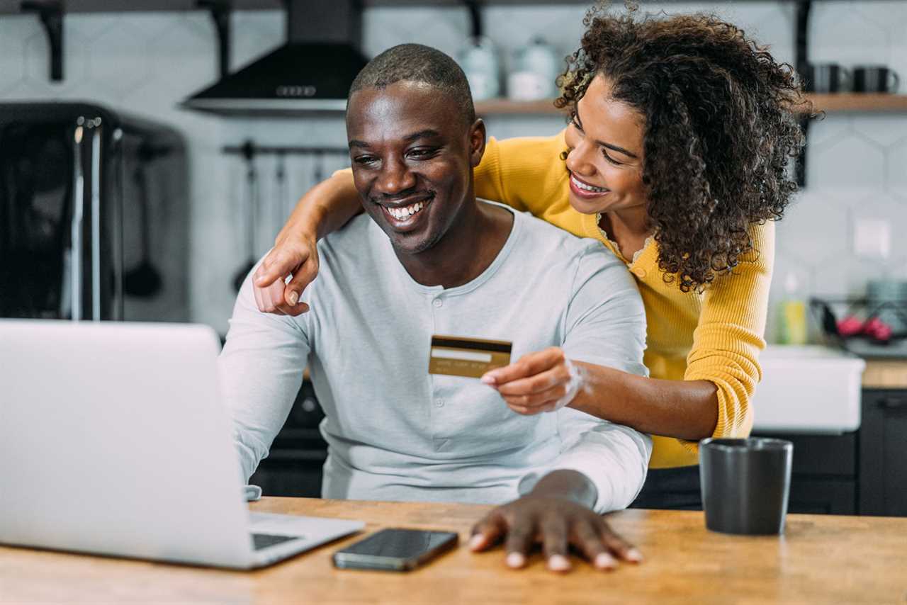 Couple booking a flight