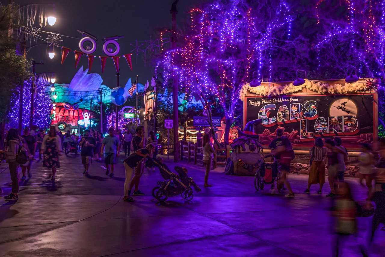 Disneyland Resort's Radiator Springs decorated for Halloween