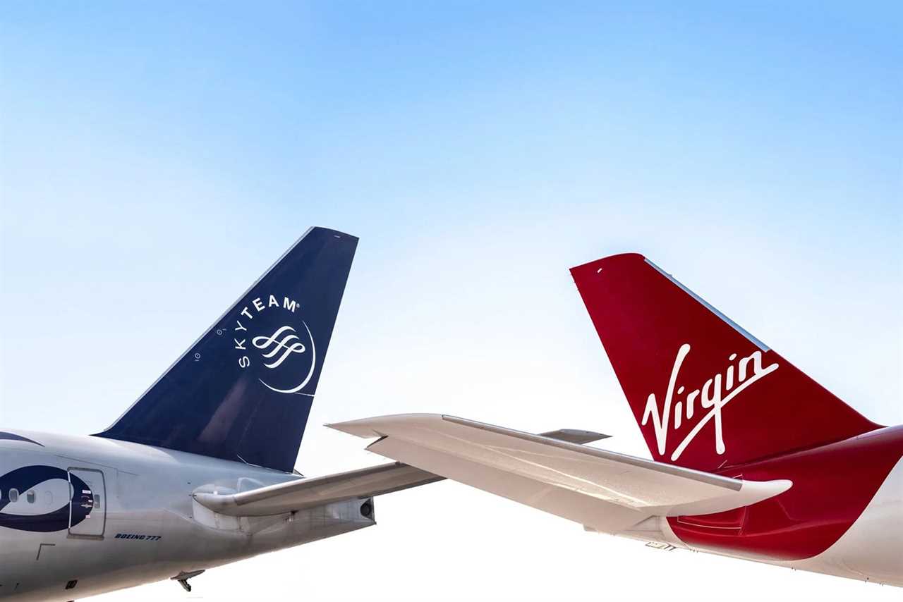 A Sky Team plane and a Virgin plane